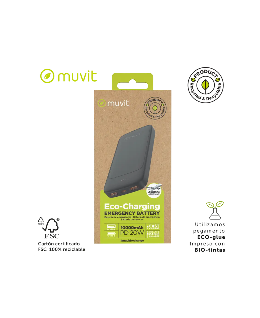 Power Bank 10000 mAh USB A2 4A USB C, , large