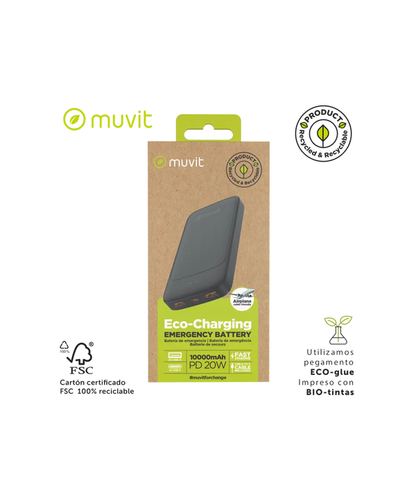 Power Bank 10000 mAh USB A2 4A y USB C