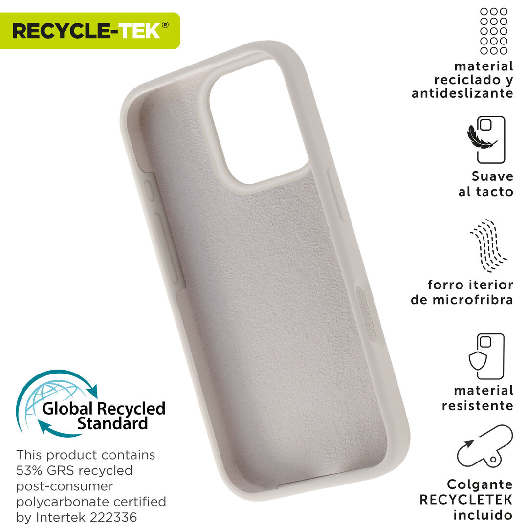 Nuestra funda liquid de muvit for change, fabricada en silicona reciclada certificada, aporta un tacto extra suave con un acabado interior en microfibra. A&ntilde;ade un toque de color a tu iPhone 

La protecci&oacute;n del medio ambiente es, hoy en d&iacute;a, una preocupaci&oacute;n en todo momento, con las fundas recycletek de muvit for change, proponemos una gama de fundas reciclables, fabricadas con materiales reciclados con certificado GRS. Una manera responsable de proteger nuestro smartphone.&nbsp;