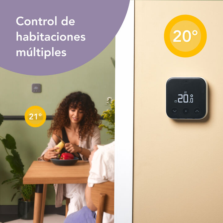 - Inteligente: Ahorra dinero y energía cada día de forma sencilla, gracias a nuestra tecnología a prueba de futuro y funciones diseñadas para una calefacción más eficiente que nunca
- Individual: Controla la temperatura de cada habitación desde cualquier lugar a través de nuestra aplicación, desarrollada por expertos en calefacción inteligente
- Sencillo: tado° reemplaza tus termostatos cableados a calderas de gas, bombas de calor y suelos radiantes por agua; fácil de instalar por tu cuenta sin necesidad de conexión a Internet
