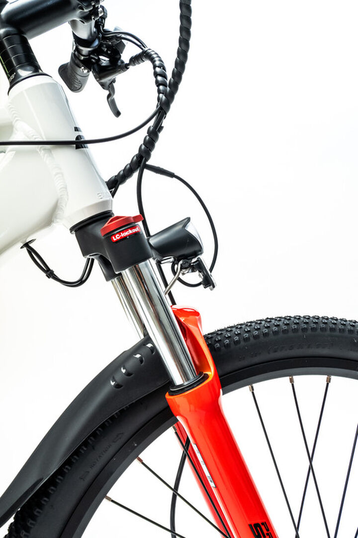 Bicicleta el&eacute;ctrica monta&ntilde;a 27,5" EMX Blanco Rojo