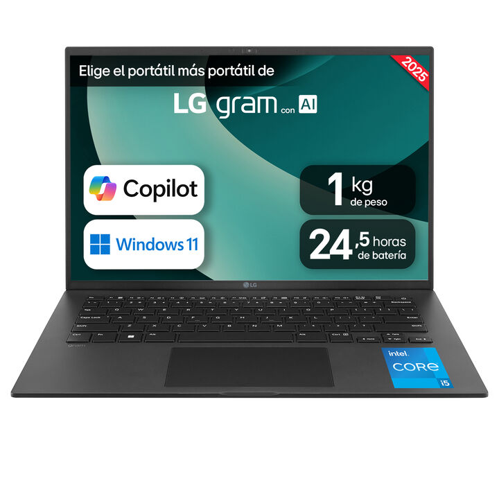 Port&aacute;til 14" LG gram - 14Z90RU, Windows 11, Intel&reg; Core&trade; i5, 16 GB RAM, 512 GB SSD, Panel IPS WUXGA (1920x1200), Ligero 1 kg, 24,5 Horas de bater&iacute;a, Negro