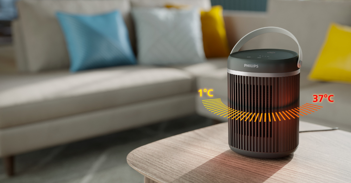 Tecnología EcoAI para ahorro de energía, ultrasilencioso, conectividad de aplicaciones, 5 funciones de seguridad avanzadas, 5 modos versátiles, oscilación de 45°, fácil portabilidad