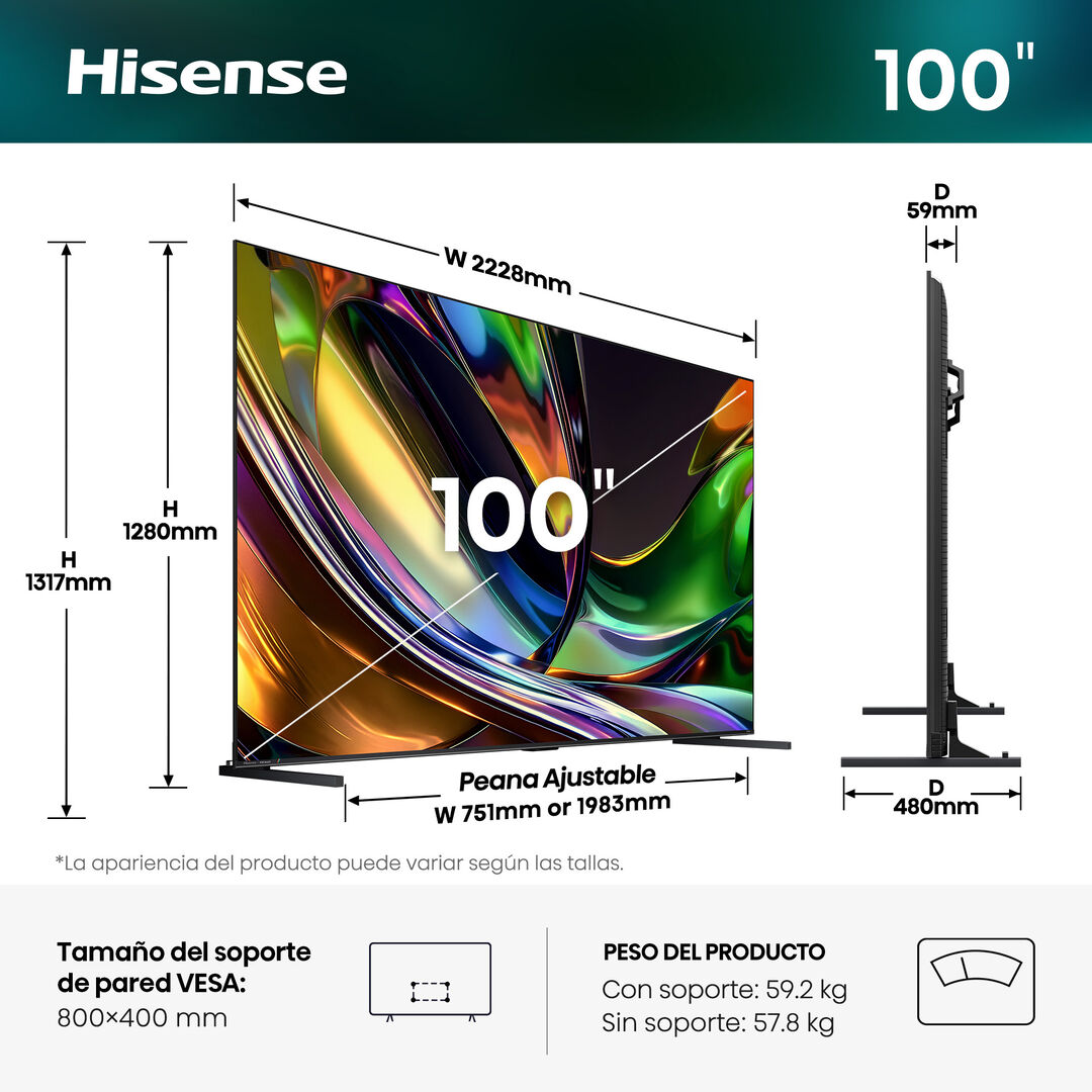 Smart TV 4K UHD RGB Mini LED 100"-100UR8S