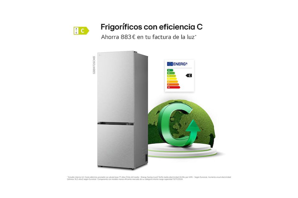 Frigorífico Combi LG GBBW726CMB, 465L, No Frost, DoorCooling+, Linear Cooling, Negro mate, Clase C