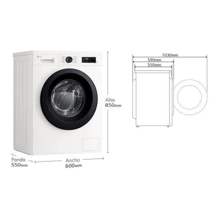 Lavasecadora LG 9 kg + 5 kg con Direct Drive, 6 Motion, Steam y Wi-Fi ThinQ