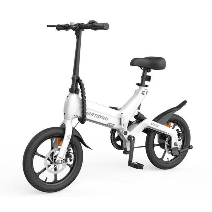 Bicicleta el&eacute;ctrica de paseo con asistente al pedaleo, motor de 250W 36V, bater&iacute;a de 10Ah, Ruedas de 16", cuadro de aleaci&oacute;n de magnesio AM60B, Autonom&iacute;a de hasta 60 Km y 4 modos de velocidad smartGyro Soho ICE