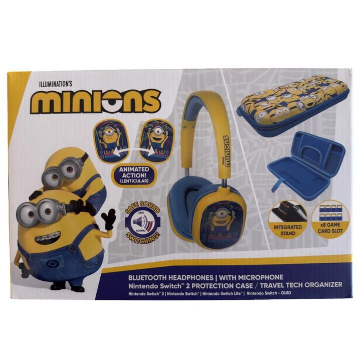 PACK MINIONS AURICULARES BLUETOOTH, MICR&Oacute;FONO Y FUNDA PROTECTORA PARA NINTENDO SWITCH 2, SWITCH Y SWITCH LITE VERSI&Oacute;N ESPA&Ntilde;OLA