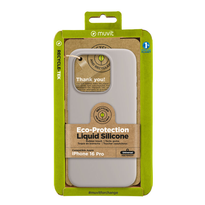 Nuestra funda liquid de muvit for change, fabricada en silicona reciclada certificada, aporta un tacto extra suave con un acabado interior en microfibra. A&ntilde;ade un toque de color a tu iPhone 

La protecci&oacute;n del medio ambiente es, hoy en d&iacute;a, una preocupaci&oacute;n en todo momento, con las fundas recycletek de muvit for change, proponemos una gama de fundas reciclables, fabricadas con materiales reciclados con certificado GRS. Una manera responsable de proteger nuestro smartphone.&nbsp;