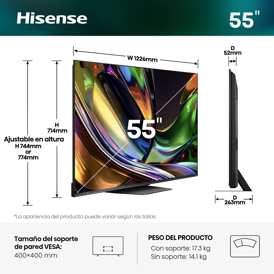 Smart TV 4K UHD RGB Mini LED 55"- 55UR8S