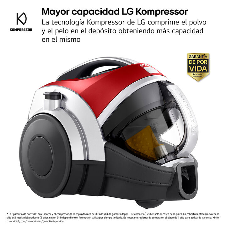 Aspirador sin bolsa LG Kompressor 650W con sistema de compresi&oacute;n de polvo