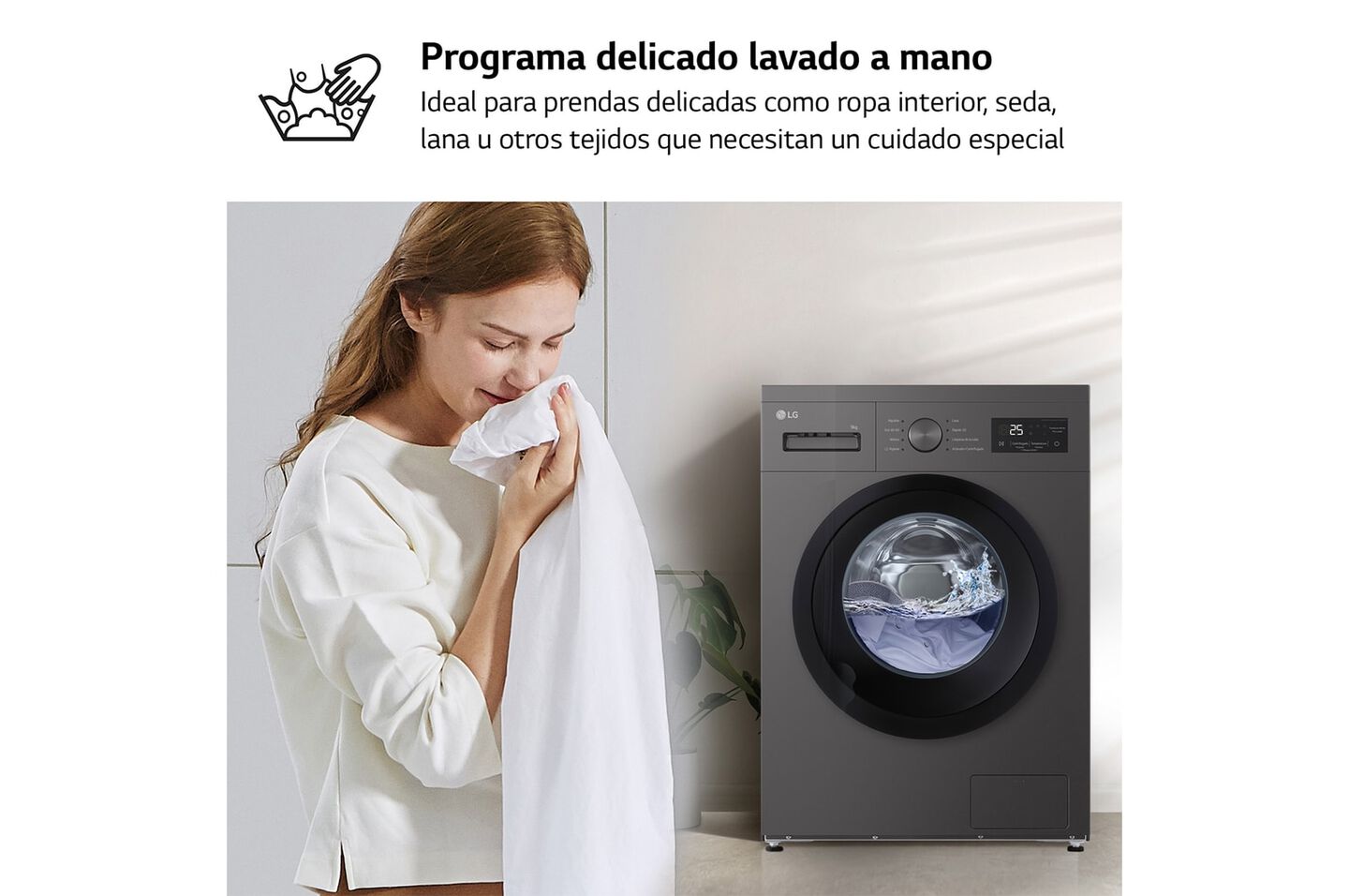 Lavadora LG 9 kg con AI Direct Drive Steam.