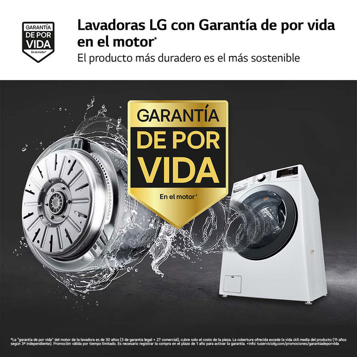 Lavadora LG 17 kg con Inverter Direct Drive, Steam y fondo 77 cm