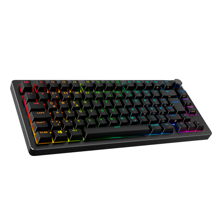 <p>HyperX Teclado gaming Alloy Rise 75 inal&aacute;mbrico, 75%, Inal&aacute;mbrico, RF Wireless + Bluetooth, Interruptor mec&aacute;nico, Negro.HyperX Teclado gaming Alloy Rise 75 inal&aacute;mbrico. Formato del teclado: 75%, Tecnolog&iacute;a de conectividad: Inal&aacute;mbrico, Interfaz del dispositivo: RF Wireless + Bluetooth, Interruptor del teclado: Interruptor mec&aacute;nico. Longitud de cable: 1,8 m. Uso recomendado: Juego. Color del producto: Negro</p>