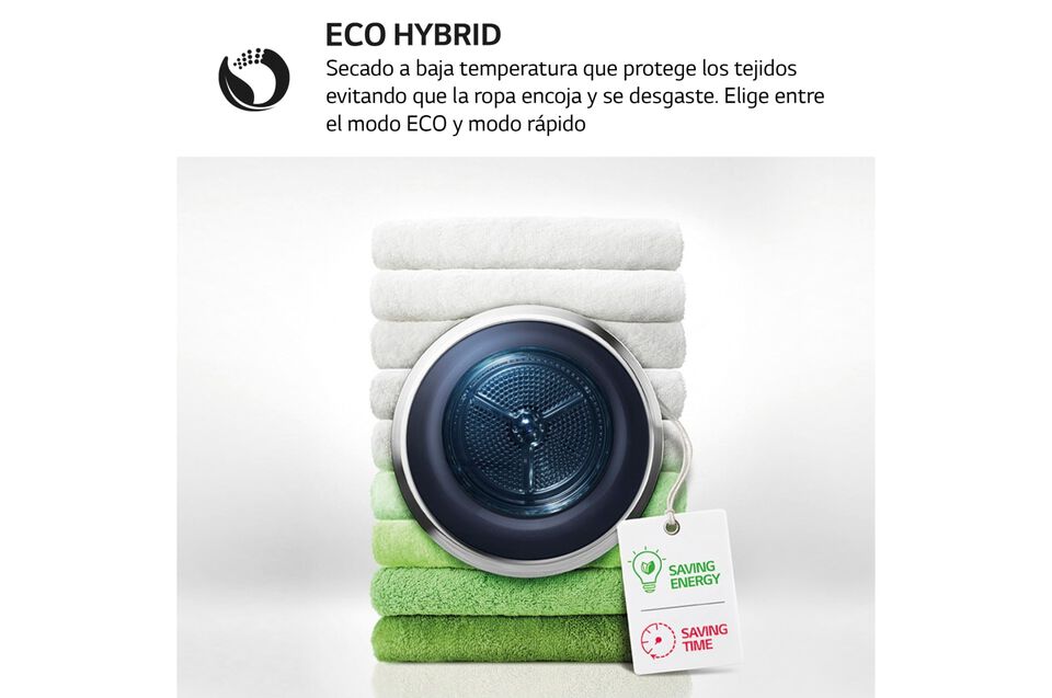Secadora LG 8 kg con bomba de calor Dual Inverter, Wi-Fi, Eco Hybrid y ciclo antialergias