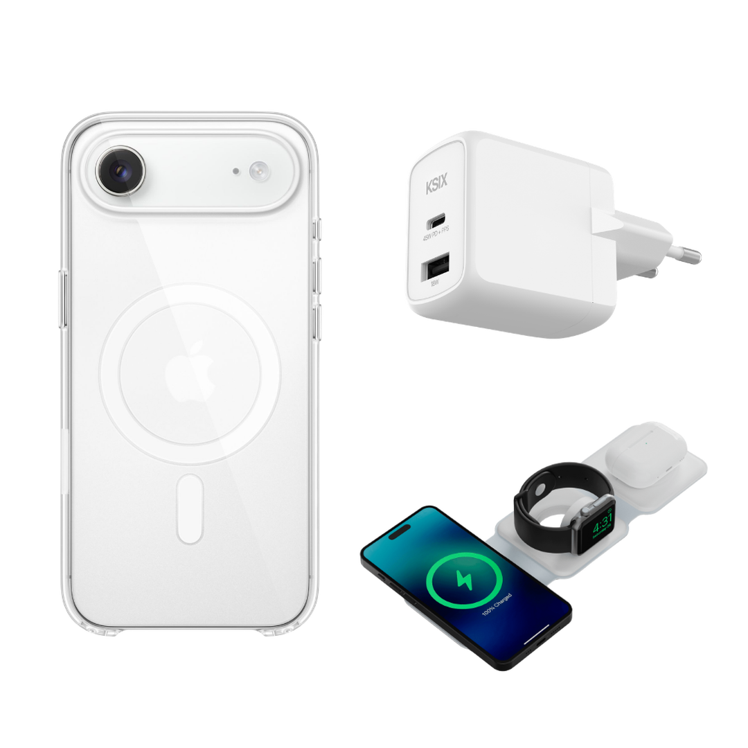 Funda iPhone Air + cargador 45W + cargador inal.