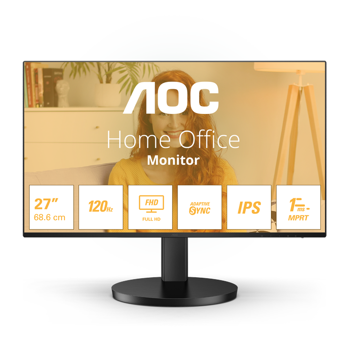 AOC 27B3HA2 Monitor 27" FHD, 120Hz, IPS, 1ms MPRT, Adaptive Sync. (1920x1080, 1x HDMI 1.4), Negro