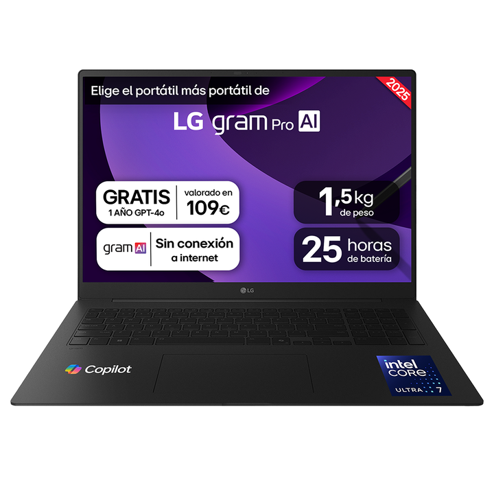 Port&aacute;til 17" LG gram pro 17Z90TR, Windows 11, Intel&reg; Core&trade; Ultra7 , 32 GB RAM , 1TB SSD, NVIDIA RTX5050 con GDDR7 8GB , Pantalla IPS