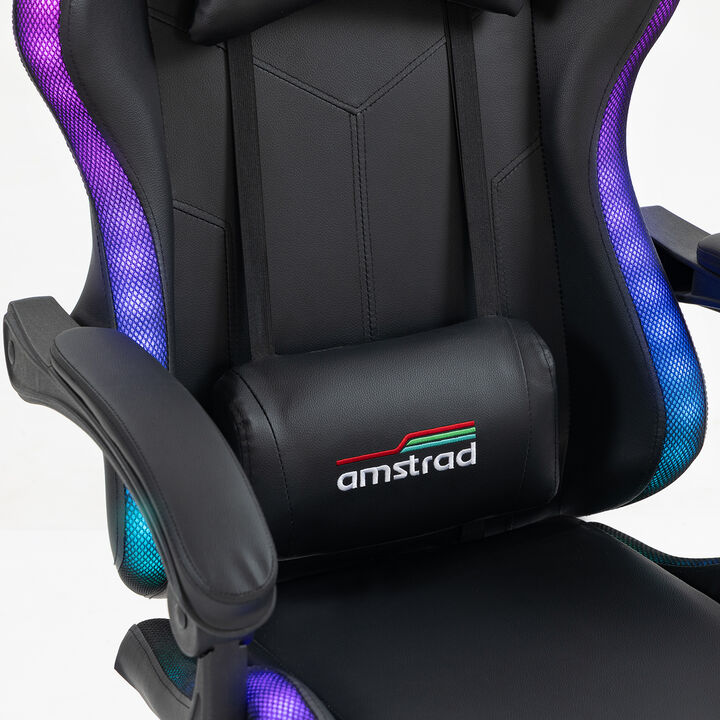 <!DOCTYPE html>
<html lang="es">
<head>
  <meta charset="UTF-8">
  <title>Amstrad AMS-LED-DARKSIDE - Silla Gaming con LED</title>
  <style>
    body {
      font-family: Arial, sans-serif;
      max-width: 600px;
      margin: 40px auto;
      color: #222;
    }

    h2 {
      color: #cc0000;
      margin-bottom: 10px;
    }

    .descripcion {
      background-color: #f9f9f9;
      border-left: 4px solid #cc0000;
      padding: 12px 16px;
      margin-bottom: 20px;
      line-height: 1.6;
    }

    .destacados {
      list-style: none;
      padding: 0;
      margin-bottom: 20px;
    }

    .destacados li::before {
      content: "► ";
      color: #cc0000;
    }

    .destacados li {
      margin-bottom: 6px;
      font-weight: bold;
    }

    .nota {
      background-color: #fff8e1;
      border-left: 4px solid #ffaa00;
      padding: 10px 16px;
      margin-top: 20px;
      font-size: 0.9em;
      line-height: 1.6;
    }

    table {
      width: 100%;
      border-collapse: collapse;
    }

    table tr:nth-child(even) {
      background-color: #f5f5f5;
    }

    table td {
      padding: 8px 12px;
      border-bottom: 1px solid #ddd;
    }

    table td:first-child {
      font-weight: bold;
      width: 55%;
    }
  </style>
</head>
<body>

  <h2>Amstrad AMS-LED-DARKSIDE &mdash; Silla Gaming con Iluminaci&oacute;n LED</h2>

  <div class="descripcion">
    Amstrad te ofrece su silla AMS-LED-DARKSIDE con iluminaci&oacute;n LED y coj&iacute;n lumbar. &iexcl;Elige el color que se adapte a tu estado de &aacute;nimo o a tu ambiente, o selecciona un modo din&aacute;mico para variar los colores autom&aacute;ticamente!
  </div>

  <h2>Caracter&iacute;sticas principales</h2>

  <ul class="destacados">
    <li>Iluminaci&oacute;n LED est&aacute;tica o din&aacute;mica autom&aacute;tica</li>
    <li>Mando a distancia incluido</li>
    <li>Coj&iacute;n lumbar y reposacabezas</li>
  </ul>

  <h2>Especificaciones</h2>

  <table>
    <tr>
      <td>Color</td>
      <td>Negro</td>
    </tr>
    <tr>
      <td>Mando a distancia</td>
      <td>Incluido</td>
    </tr>
    <tr>
      <td>Modos de iluminaci&oacute;n</td>
      <td>366 modos autom&aacute;ticos o a elegir</td>
    </tr>
    <tr>
      <td>Colores fijos disponibles</td>
      <td>Rojo, Verde, Morado, Amarillo, Azul y Cian</td>
    </tr>
    <tr>
      <td>Control de velocidad e intensidad</td>
      <td>S&iacute;</td>
    </tr>
    <tr>
      <td>Reposabrazos</td>
      <td>2</td>
    </tr>
    <tr>
      <td>Inclinaci&oacute;n del respaldo</td>
      <td>Hasta 150&deg;</td>
    </tr>
    <tr>
      <td>Coj&iacute;n lumbar y reposacabezas</td>
      <td>Incluidos</td>
    </tr>
    <tr>
      <td>Profundidad</td>
      <td>47 cm</td>
    </tr>
    <tr>
      <td>Ancho del asiento (entre reposabrazos)</td>
      <td>47 cm</td>
    </tr>
    <tr>
      <td>Ancho del respaldo</td>
      <td>54 cm</td>
    </tr>
    <tr>
      <td>Altura del asiento</td>
      <td>De 42 a 52 cm</td>
    </tr>
    <tr>
      <td>Peso m&aacute;ximo soportado</td>
      <td>130 kg</td>
    </tr>
    <tr>
      <td>Peso del producto</td>
      <td>14 kg</td>
    </tr>
    <tr>
      <td>Materiales</td>
      <td>PVC, Espuma, Nylon, Metal, Madera contrachapada</td>
    </tr>
    <tr>
      <td>Alimentaci&oacute;n</td>
      <td>Cable USB tipo A de 2 m (cable extra&iacute;ble incluido)</td>
    </tr>
  </table>

  <div class="nota">
    <strong>Nota:</strong> Los LEDs requieren una fuente de alimentaci&oacute;n externa de m&iacute;nimo 2A no incluida, como un PC, powerbank, cargador, etc.
  </div>

</body>
</html>