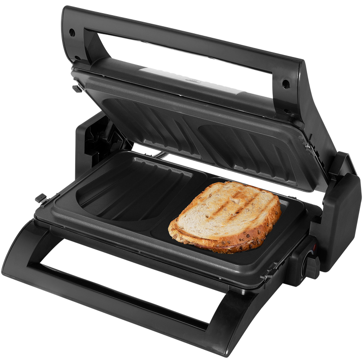 La lujosa Multi Grill Princess 112536 es perfecta si buscas una parrilla de contacto multifuncional para poder preparar un bocadillo o cocinar en familia en la parrilla de sobremesa. Puedes hacer gofres, bocadillos y usar la parrilla como teppanyaki gracias a sus placas extraíbles. Puedes ajustar la temperatura perfecta para cada producto con el termostato regulable.