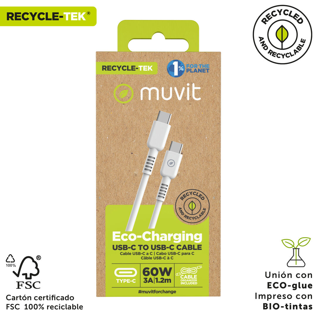 Cable Tipo C a Tipo C 60W 1.2m blanco
