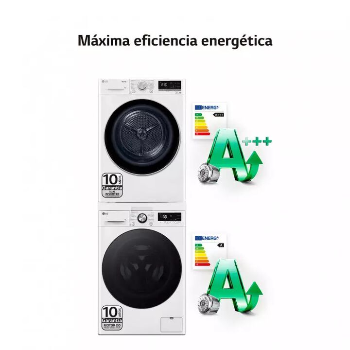 Torre LG 9 kg blanca con AI DD&trade;, bomba de calor