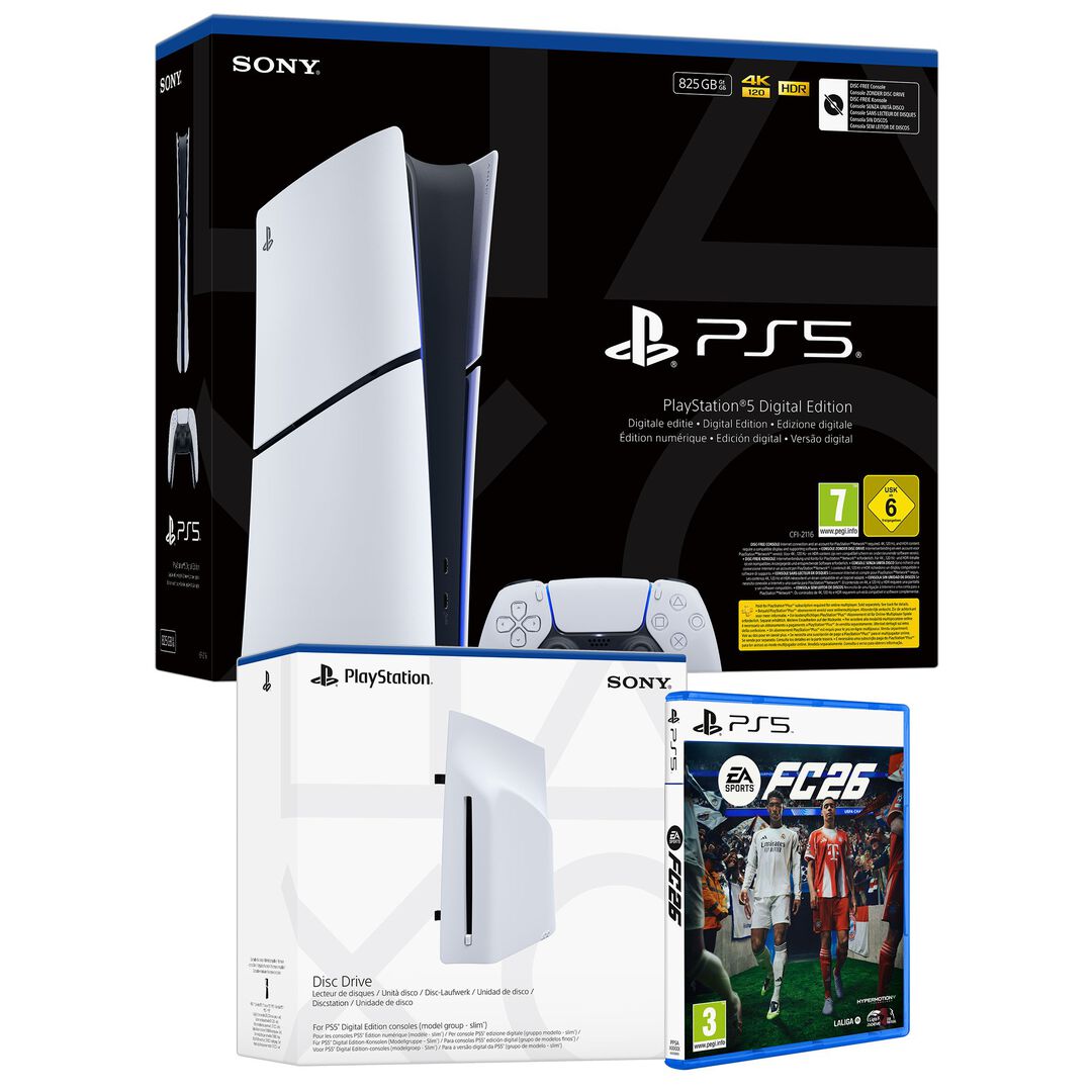 Pack PS5 DIGITAL+ Unidad de disco + EA Sports FC26