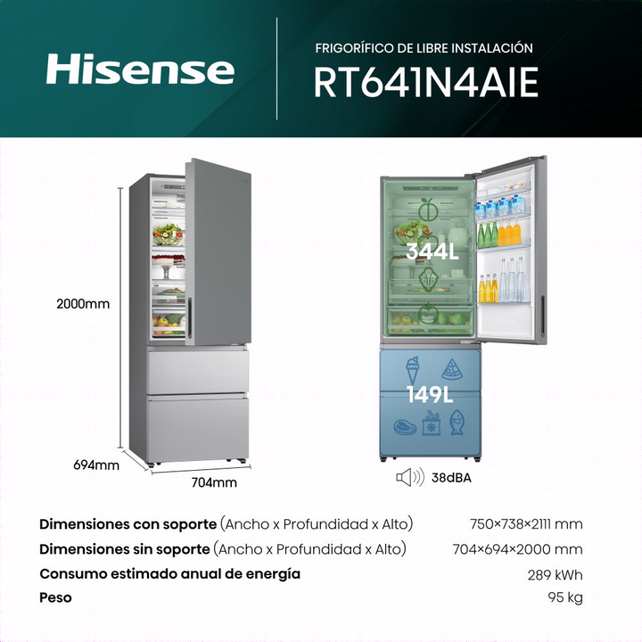 Frig.HISENSE Combi 3 Puertas