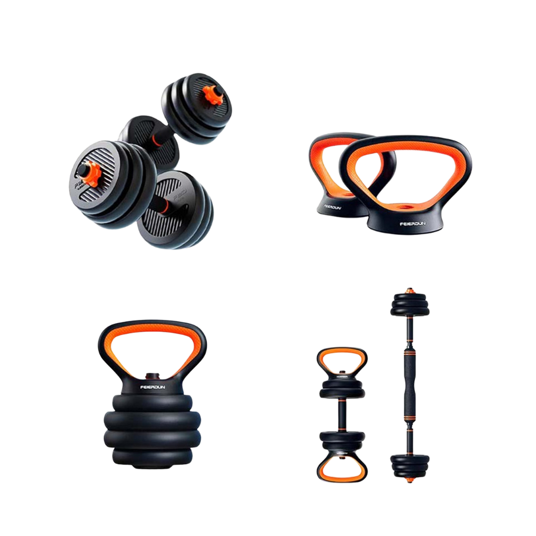 Smart kit 40kg mancuernas+barra+pesa rusa+sensor