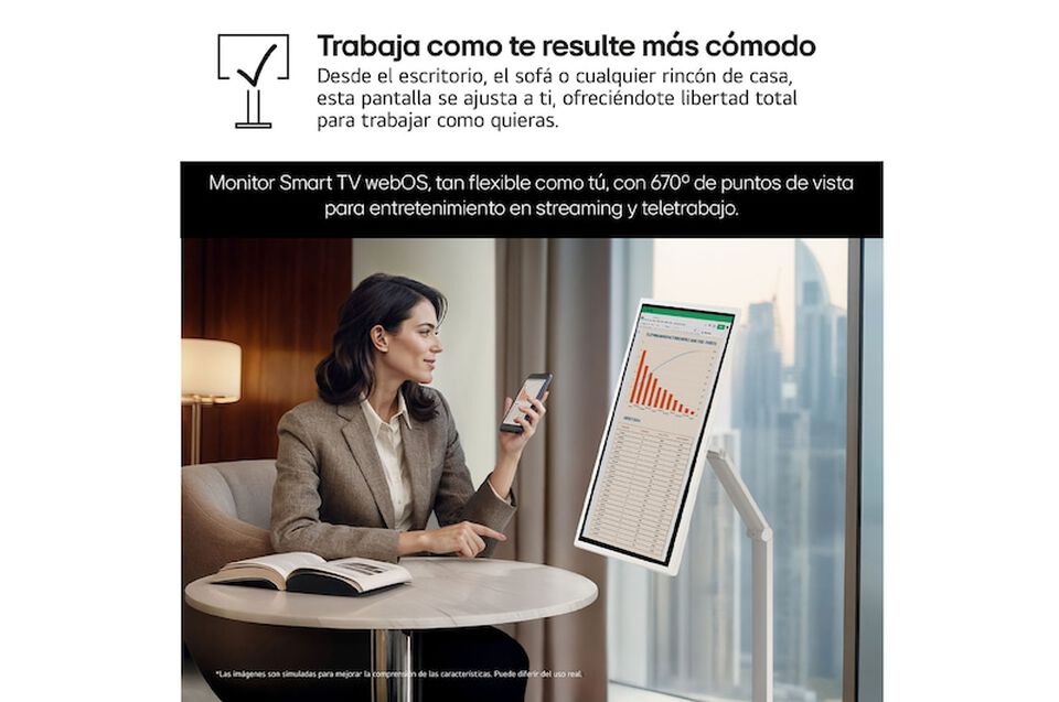 Monitor LG Smart Monitor MyView 32" Full HD IPS con webOS 23, altavoces, USB-C y peana flexible