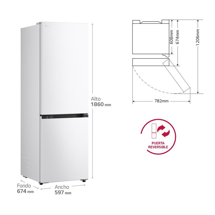 LG Frigor&iacute;fico Combi 1,86m 375l Blanco GBBS716BSW