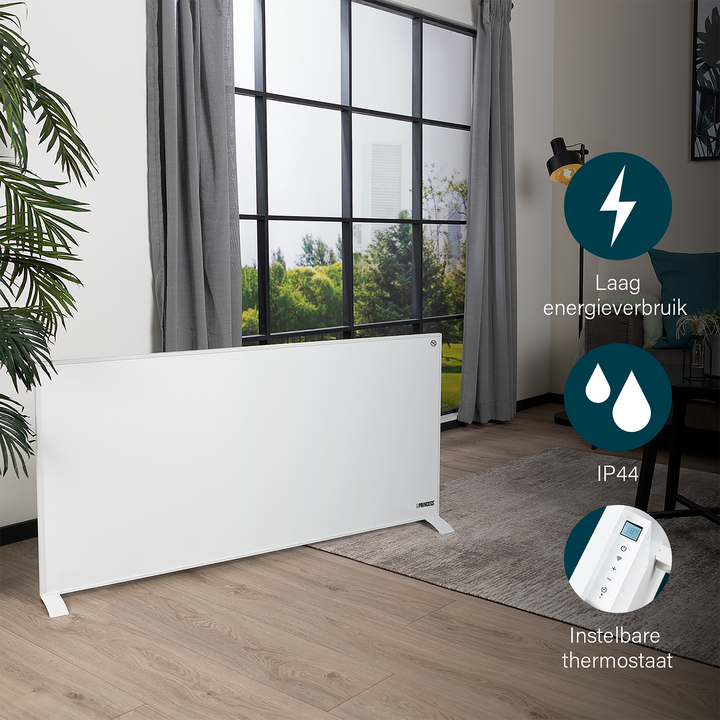 Elegante calefactor de panel de infrarrojos de 700 W con montaje en pared para una calefacci&oacute;n r&aacute;pida, eficaz y sostenible. Controle el calefactor Smart por voz o a trav&eacute;s de la aplicaci&oacute;n Princess. Incluye funci&oacute;n de temporizador y programaci&oacute;n.