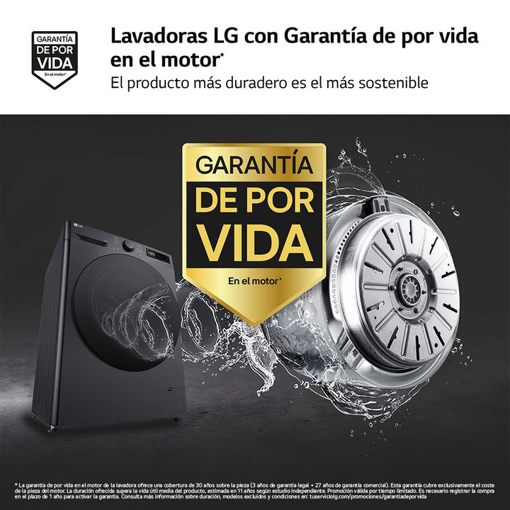Lavasecadora LG 9 kg lavado / 6 kg secado con AI Direct Drive, TurboWash 360&ordm; y Steam&trade;
