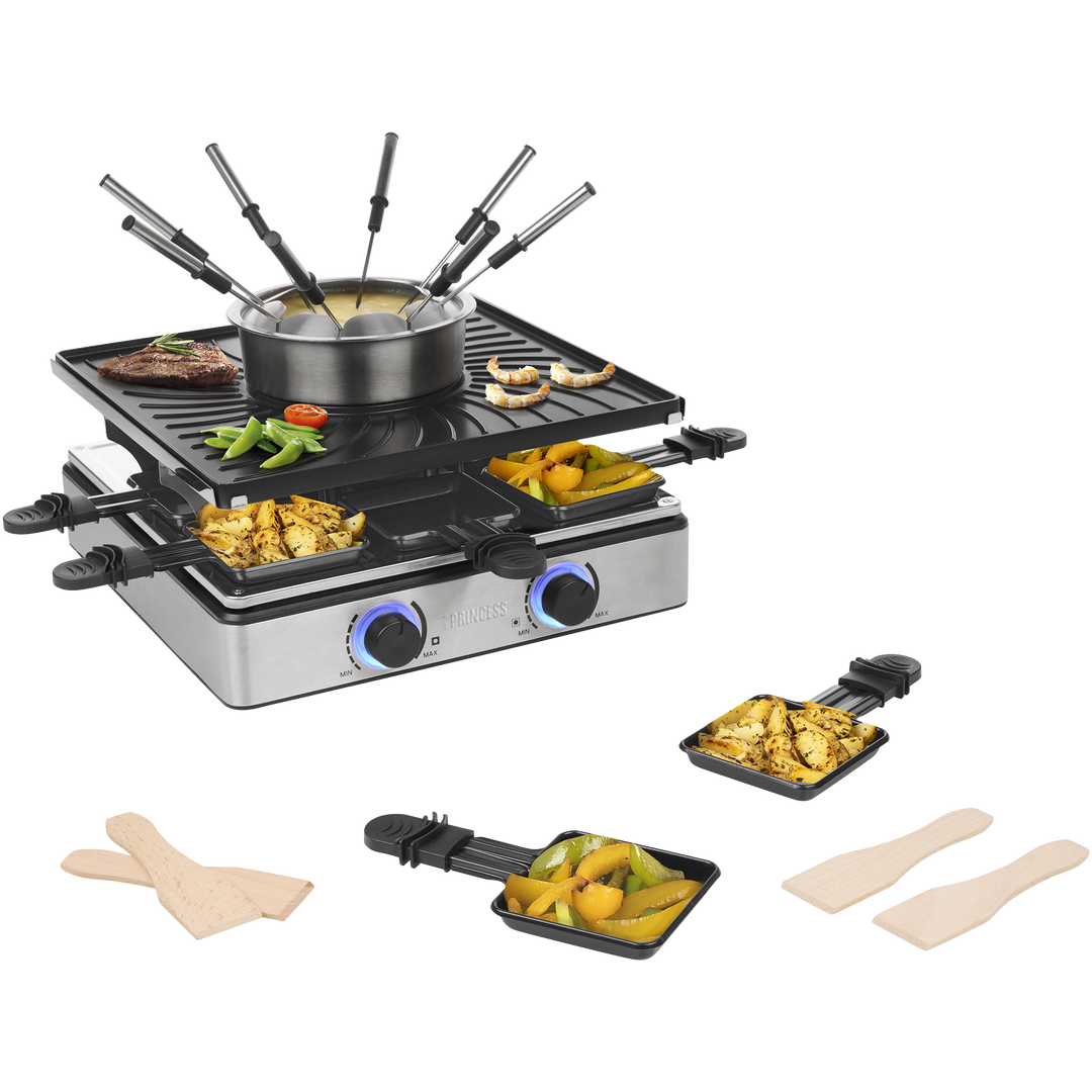 Raclette y Fondue inoxidable 5 en 1