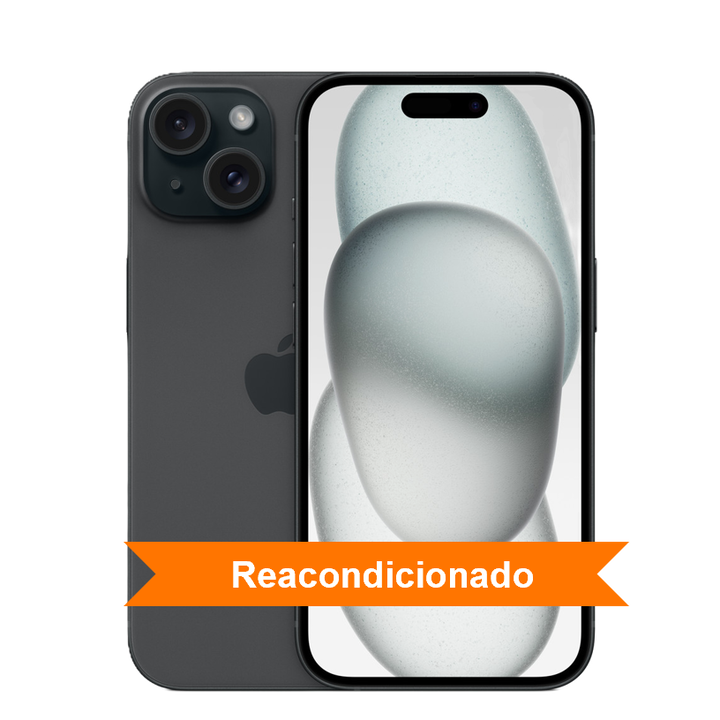 iPhone 15 reacondicionado Premium A+ de 512 GB, acabado negro.