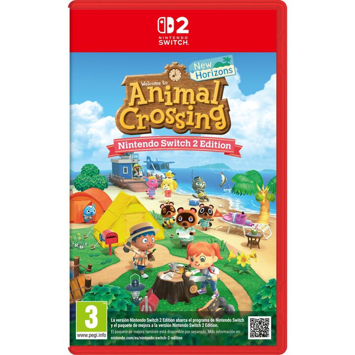 ANIMAL CROSSING NEW HORIZONS NINTENDO SWITCH 2 EDITION JUEGO F&Iacute;SICO PARA NINTENDO SWITCH2 VERSI&Oacute;N ESPA&Ntilde;OLA GARANT&Iacute;A EUROPEA EUROPEAN WARRANTY

Caracter&iacute;sticas de la versi&oacute;n Nintendo Switch 2 Edition:

Incluye:

    Resoluci&oacute;n mejorada.
    Compatibilidad con el modo rat&oacute;n.
    Un nuevo objeto: el meg&aacute;fono.
    Funciones multijugador mejoradas.
    Juego de Nintendo Switch: Animal Crossing: New Horizons.

Solamente se puede jugar a Animal Crossing: New Horizons &ndash; Nintendo Switch 2 Edition en Nintendo Switch 2. Si insertas la tarjeta de juego en una consola Nintendo Switch, podr&aacute;s jugar a la versi&oacute;n del juego para dicha consola, aunque no tendr&aacute;s acceso a las funciones adicionales exclusivas de la versi&oacute;n Nintendo Switch 2 Edition.

Si ya tienes una copia de Animal Crossing: New Horizons para Nintendo Switch, puedes comprar el paquete de mejora para jugar a la versi&oacute;n Nintendo Switch 2 Edition.

&iexcl;Te damos la bienvenida al Plan de Asentamiento en Islas Desiertas!

&iexcl;M&aacute;s all&aacute; del horizonte te aguarda una nueva vida la mar de relajada! Desciende del avi&oacute;n y pon pie en tu propia isla desierta, donde har&aacute;s nuevos amigos y descubrimientos, y podr&aacute;s disfrutar de mil oportunidades.

Nuevas maneras de jugar

&iexcl;La versi&oacute;n Nintendo Switch 2 Edition de Animal Crossing: New Horizons aprovecha las caracter&iacute;sticas &uacute;nicas de la consola para ofrecerte a&uacute;n m&aacute;s maneras de disfrutar de tu para&iacute;so insular!

Tu isla tiene mejor aspecto que nunca

Gracias a la resoluci&oacute;n mejorada de 4K de la versi&oacute;n Nintendo Switch 2 Edition, &iexcl;tu isla y los residentes se ven con incluso m&aacute;s nitidez que antes!
Saca tu lado creativo con el modo rat&oacute;n

Usa el intuitivo modo rat&oacute;n de los mandos Joy-Con 2 para redecorar tu hogar, organizar el mobiliario y crear dise&ntilde;os personalizados e incluso mensajes para el tabl&oacute;n de anuncios.
Un meg&aacute;fono para que se te oiga alto y claro

&iexcl;Hay un nuevo objeto a la venta en MiniNook! Se trata del meg&aacute;fono, con el que podr&aacute;s localizar al instante a cualquier residente de la isla, por lejos que est&eacute;. &iexcl;Solo tienes que gritar su nombre a los cuatro vientos usando el micr&oacute;fono integrado de Nintendo Switch 2!
&iexcl;Juega con m&aacute;s amigos a la vez!

En la versi&oacute;n Nintendo Switch 2 Edition del juego, hasta 12 personas pueden reunirse en una misma isla a trav&eacute;s de internet, y hasta 8 pueden hacerlo mediante la comunicaci&oacute;n inal&aacute;mbrica.

Adem&aacute;s, gracias a GameChat podr&aacute;s conversar con tus amigos mientras juegas con ellos y, al conectar una c&aacute;mara USB-C compatible, como la c&aacute;mara de Nintendo Switch 2 (a la venta por separado), &iexcl;ser&aacute; posible ver las reacciones de los jugadores durante la partida!

Notas:
Se requiere un televisor compatible con una resoluci&oacute;n de 4K para disfrutar de los gr&aacute;ficos mejorados.
Es posible que se requieran accesorios, juegos y/o consolas adicionales (a la venta por separado) para el modo multijugador.
Para utilizar los servicios en l&iacute;nea, es necesario crear una cuenta Nintendo y aceptar el contrato correspondiente. Se aplica la pol&iacute;tica de privacidad de la cuenta Nintendo. Es necesario disponer de conexi&oacute;n a internet y de una suscripci&oacute;n de pago a Nintendo Switch Online. Para utilizar la funci&oacute;n GameChat, es necesario registrar un n&uacute;mero de tel&eacute;fono m&oacute;vil. Para que los ni&ntilde;os puedan usar GameChat, deben contar con la autorizaci&oacute;n de un padre, madre o tutor mediante la aplicaci&oacute;n Control parental de Nintendo Switch. Algunos servicios en l&iacute;nea podr&iacute;an no estar disponibles en todos los pa&iacute;ses. Para usar el chat de v&iacute;deo y ciertas funciones de juego, se requiere una c&aacute;mara USB-C compatible, como la c&aacute;mara de Nintendo Switch 2 (a la venta por separado). Hasta 12 personas pueden participar en una sesi&oacute;n de chat de voz, y hasta 4 pueden compartir sus pantallas de juego o participar en un chat de v&iacute;deo a la vez.