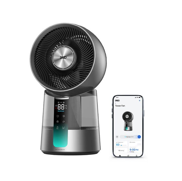 Descubre la potencia y versatilidad incomparables de DREO, dise&ntilde;adas para brindar confort tanto en interiores como en exteriores durante las temporadas m&aacute;s calurosas.
 Tecnolog&iacute;a de niebla fr&iacute;a ultras&oacute;nica para una sensaci&oacute;n refrescante sin humedad
 Vientos potentes de hasta 7,0 m/s para m&aacute;xima circulaci&oacute;n de aire
 Funcionamiento ultra silencioso con solo 25 dB, ideal para cualquier ambiente