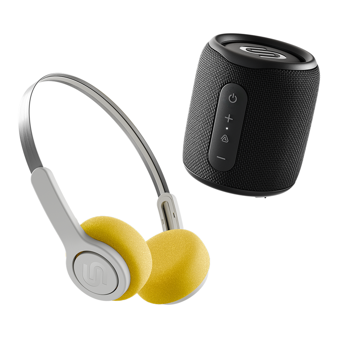 Auriculares Shibuya Blancos+Altavoz Biarritz Negro