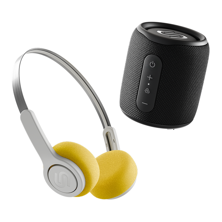 Auriculares on-ear Shibuya Blancos + Altavoz Biarritz Negro