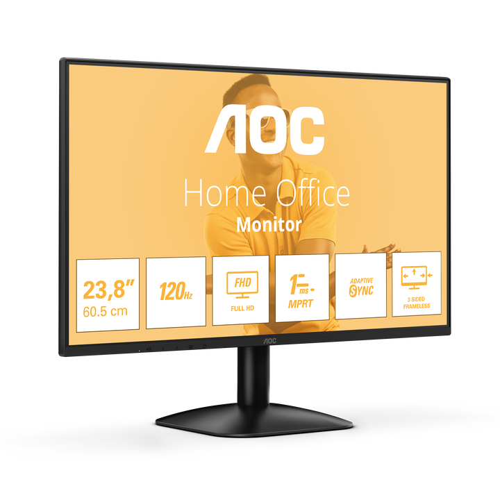 AOC 24B31H Monitor 24" FHD, 120Hz, IPS, 1ms MPRT, Adaptive Sync. (1920x1080, 1x HDMI 1.4, 1x D-SUB), Negro