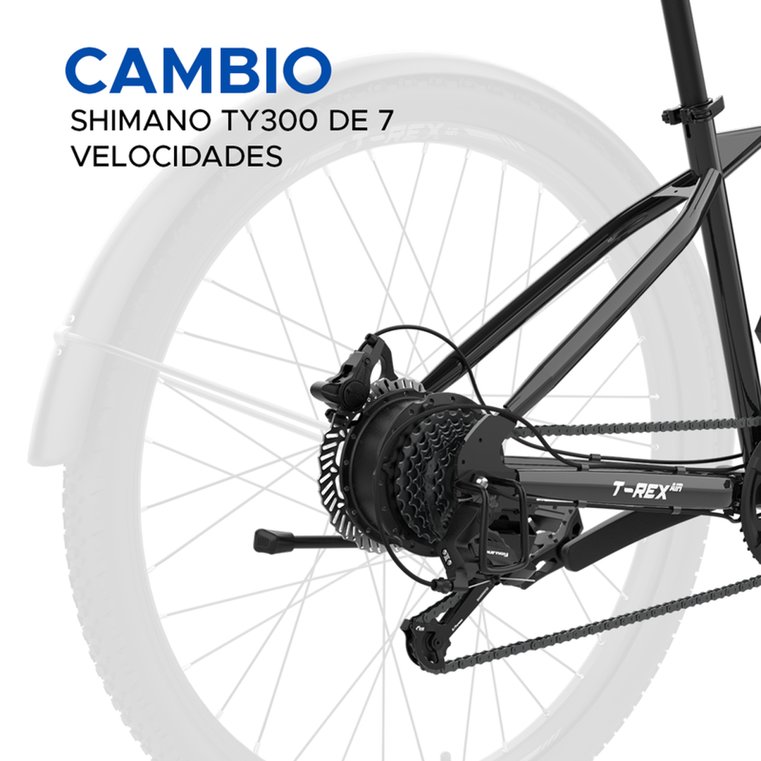 Bicicleta el&eacute;ctrica monta&ntilde;a 29" T-Rex 2.0 Negra