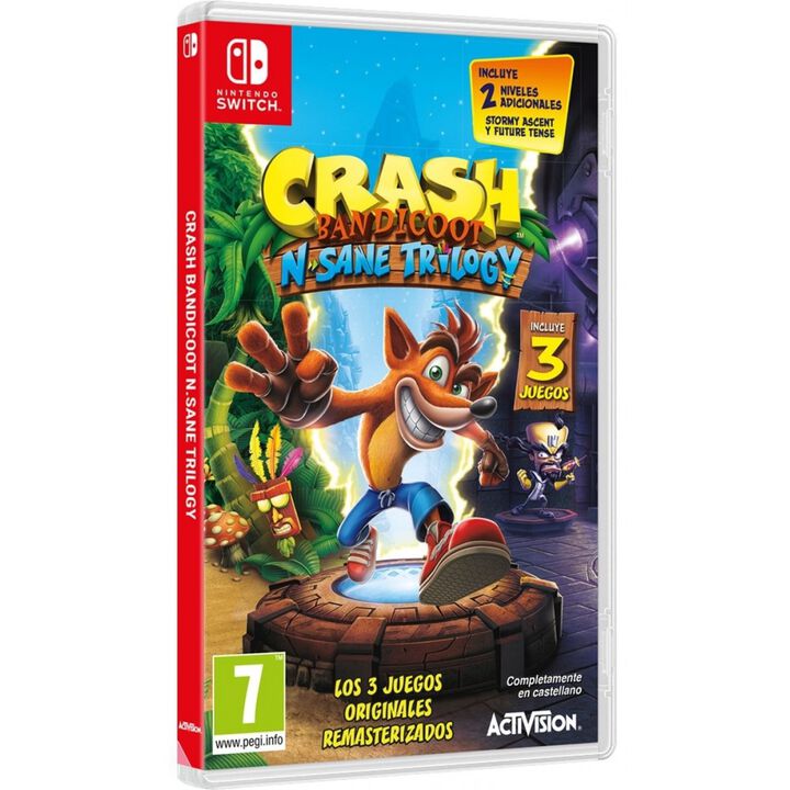 &iexcl;Tu marsupial favorito, Crash Bandicoot, est&aacute; de vuelta! Y lo hace mejorado, encantado y listo para bailar en Crash Bandicoot N. Sane Trilogy. Crash Bandicoot N. Sane Trilogy permite a los jugadores girar, saltar y recopilar Frutas Wumpa, mientras aceptan el desaf&iacute;o de los retos &eacute;picos y las aventuras de los tres juegos Crash, que lo iniciaron todo: Crash Bandicoot, Crash Bandicoot 2: Cortex Strikes Back y Crash Bandicoot: Warped.
Ahora los fans disfrutar&aacute;n con este ic&oacute;nico personaje de los videojuegos de los 90 como nunca antes en esta colecci&oacute;n completamente remasterizada. En esta nueva trilog&iacute;a, los fan&aacute;ticos de Crash podr&aacute;n revivir sus momentos favoritos en impresionantes gr&aacute;ficos HD mientras... &iexcl;WUMP!.
Los 3 juegos originales totalemnete remasterizados:
3 juegos completos, m&aacute;s de 100 niveles &amp; 2 personajes jugables.
Experimenta la plataforma N. Tense, retos &eacute;picos y aventuras.
Nuevas animaciones y gr&aacute;ficos impresionantes.
&iexcl;NUEVO! Juega como Coco en los tres juegos.
&iexcl;NUEVO! Pruebas de tiempo en los tres juegos.
&iexcl;NUEVO! Marcadores en l&iacute;nea.
Crash Bandicoot El Dr. Neo Cortex tiene un plan para hacerse con el control del mundo y quiere crear animales alterados gen&eacute;ticamente para imponer su mandato. Para crear a sus secuaces, Cortex secuestra a todos los animales posibles; la novia de Crash Bandicoot es una de sus v&iacute;ctimas. Toma el control de Crash a medida que corre, salta y gira a trav&eacute;s de 30 niveles de acci&oacute;n intensa en 3 islas diferentes de Australia. Solo t&uacute; puedes ayudar a Crash a salvar a los animales, salvar a su novia y detener el complot del Dr. Cortex.
Crash Bandicoot 2: Cortex Strikes Back El malvado Dr. Neo Cortex ha vuelto&hellip; &iquest;Para salvar al mundo? &iquest;Y est&aacute; pidiendo ayuda a su archienemigo, Crash Bandicoot? &iquest;Es simplemente un intrigante plan para tentar a Crash para que le ayude en su pr&oacute;ximo miserable plan? &iquest;Podr&aacute; Crash ganar de nuevo o se unir&aacute; al salvaje zoo de Cortex? Mayores ambientes en 3-D, nuevas animaciones y un elenco de pintorescos personajes.
Vive como nuestro h&eacute;roe Crash, patina sobre hielo, monta en oso polar y usa el jet-pack en gravedad 0 en las nuevas aventuras de Crash Bandicoot 2: Cortex Strikes Back.
&iexcl;Esta vez no est&aacute; bromeando! Crash Bandicoot Warped S&iacute; se&ntilde;or... est&aacute; de vuelta... &iexcl;Y est&aacute; listo! &iexcl;Es una Completa y Nueva Aventura a trav&eacute;s del tiempo! Un nuevo estilo de juego y acci&oacute;n.
&iexcl;Bucea, monta en motocicleta o en una cr&iacute;a de T-Rex, y transportate en un avi&oacute;n! &iexcl;Juega como Coco! &iexcl;Galopa a trav&eacute;s de la Gran Muralla China en un tigre, ve al l&iacute;mite en un jet-ski y otras sorpresas de altos vuelos! Pon a prueba tus habilidades con la nueva SuperCarga del Golpe de Cuerpo, Super Deslizamiento, Salto Doble, Giro de Tornado-Mortal, y un Bazooka L&aacute;ser Dirigido. Nuevos enemigos, incluido un Nuevo Jefe Final, Uka Uka, N.Tropy, un amenazador Dindodile y, por supuesto, el regreso de algunos de los favoritos como N. Gin y Tiny. M&aacute;s acci&oacute;n. M&aacute;s diversi&oacute;n. M&aacute;s puzzles y Niveles Secretos. &iexcl;Y te pensabas que no pod&iacute;a ser mejor!.