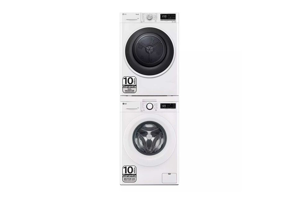 Torre LG 9/9 kg con AI Direct Drive y secado eficiente A++