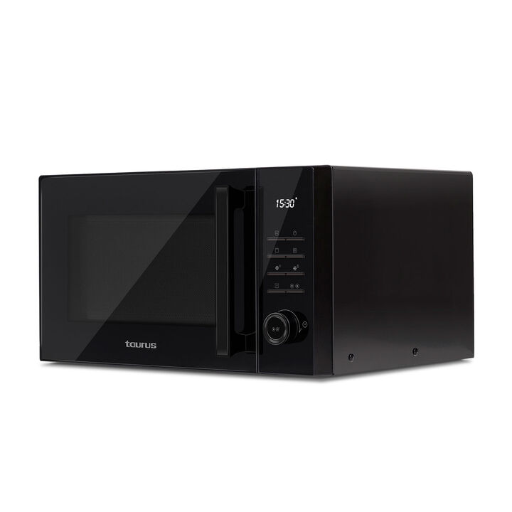Laurent 25 Black es un microondas digital con grill, de Taurus. Dispone de 10 niveles de potencia, función de inicio programado y 25 litros de capacidad. La potencia del microondas es de 900W y la del grill de 1000W. Prepara deliciosos platos con en el microondas Laurent 25 Black.