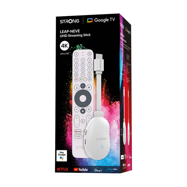 El dongle inteligente para el entretenimiento diario. Conozca LEAP-NEVE, un dongle elegante e innovador dise&ntilde;ado para transformar cualquier pantalla en un potente,Smart TV. Con Google TV&trade;, accede a m&aacute;s de 400 000 pel&iacute;culas y programas en m&aacute;s de 10 000 aplicaciones, todas,organizadas solo para ti. Transmite tus programas favoritos en Netflix, YouTube, Prime Video, Disney+, DAZN, Spotify,y m&aacute;s, todo en un solo lugar. Con Google Cast, comparte contenido sin esfuerzo desde tus dispositivos a la pantalla,grande. LEAP-NEVE tambi&eacute;n viene con caracter&iacute;sticas imprescindibles como resoluci&oacute;n 4K UHD, decodificaci&oacute;n,H.265, Wi-Fi 6 de doble banda, Dolby Vision Atmos, puerto Ethernet integrado y m&aacute;s. Con el Asistente de Google,con todas las funciones, puedes controlar el playback, reproducir o reanudar programas de TV y pel&iacute;culas con,comandos de voz y obtener respuestas a preguntas de trivia. Compacto, elegante y f&aacute;cil de usar, LEAP-NEVE es su,puerta de entrada al entretenimiento ilimitado.