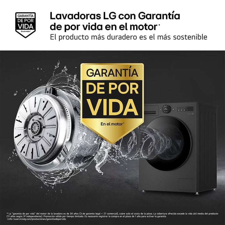 Lavasecadora LG de 9 kg de lavado y 6 kg de secado, 1400 rpm, con AI Direct Drive, TurboWash 360&deg; y Wi-Fi ThinQ. Acero grafito.