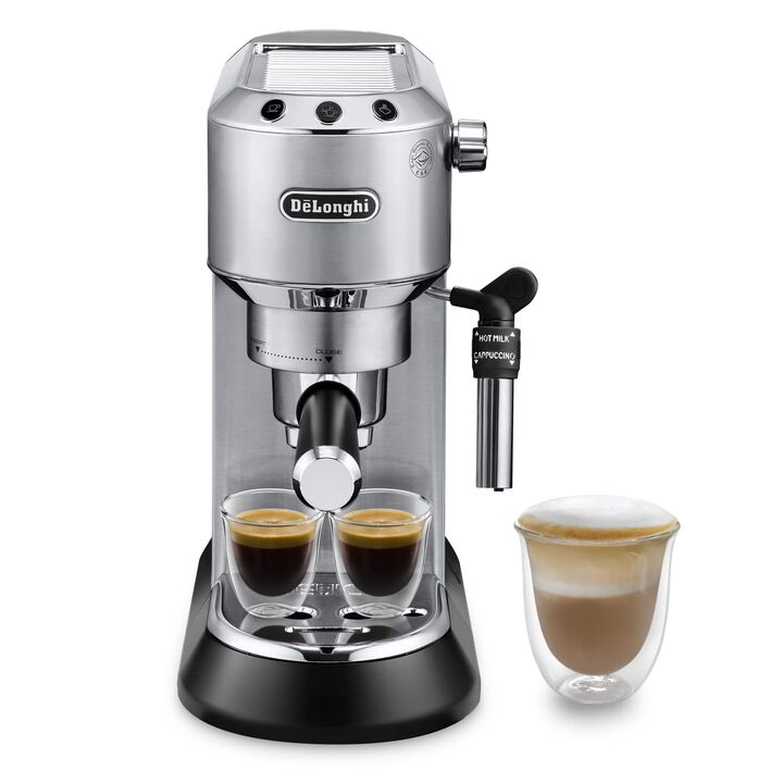 Cafetera espresso manual de bomba con sistema cappuccino y tecnología Thermoblock, que mantiene el agua a temperatura exacta