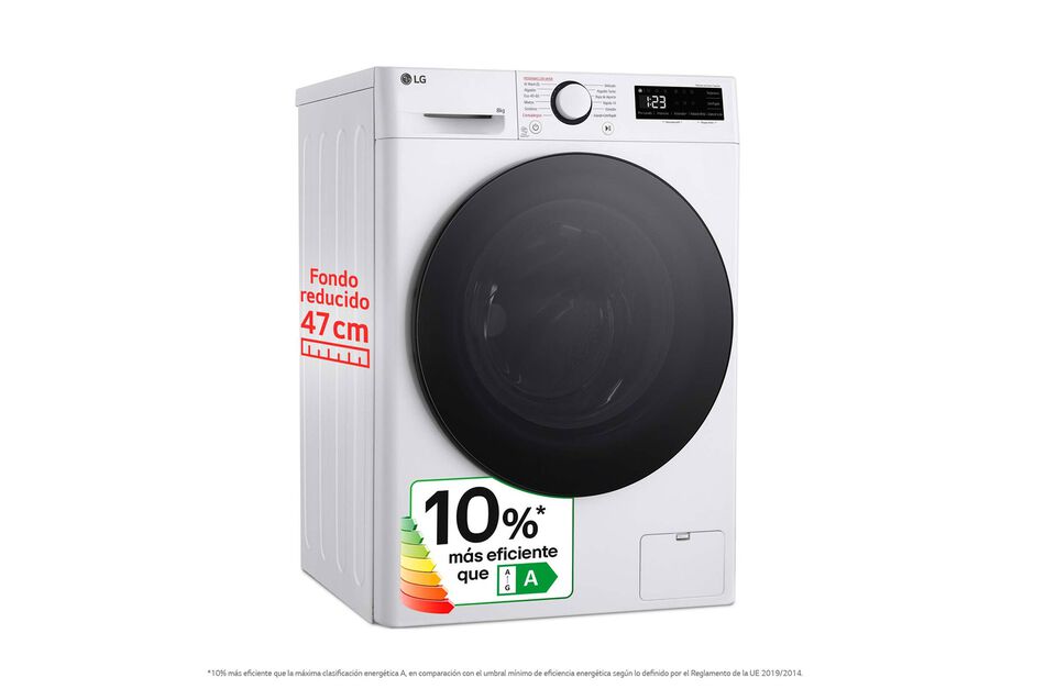 Lavadora LG 8 kg con AI Direct Drive, Steam y fondo 47,5 cm