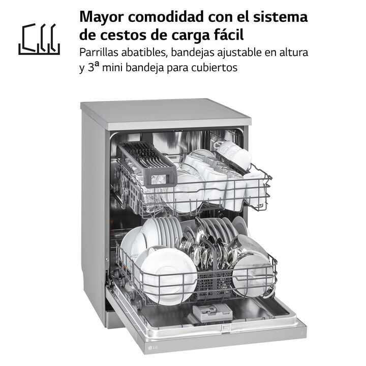Lavavajillas Inox 14 servicios con QuadWash, motor Direct Drive y Wi-Fi ThinQ.