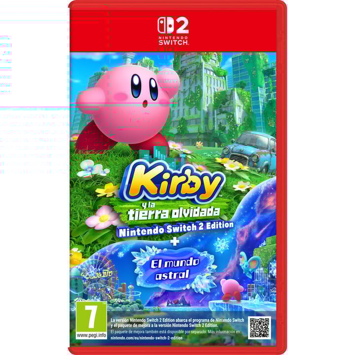 KIRBY Y LA TIERRA OLVIDADA NINTENDO SWITCH 2 EDITION JUEGO F&Iacute;SICO PARA NINTENDO SWITCH 2 VERSI&Oacute;N ESPA&Ntilde;OLA GARANT&Iacute;A EUROPEA EU WARRANTY
IDIOMAS:
&iexcl;LA AVENTURA DE KIRBY CONTIN&Uacute;A EN NINTENDO SWITCH 2!
CARACTER&Iacute;STICAS DE LA VERSI&Oacute;N NINTENDO SWITCH 2 EDITION:
Kirby y la tierra olvidada &ndash; Nintendo Switch 2 Edition + El mundo astral incluye el juego Kirby y la tierra olvidada, junto con una frecuencia de im&aacute;genes y gr&aacute;ficos mejorados, as&iacute; como una nueva historia: El mundo astral.
Solamente se puede jugar a Kirby y la tierra olvidada &ndash; Nintendo Switch 2 Edition + El mundo astral en Nintendo Switch 2.
Si ya tienes una copia de Kirby y la tierra olvidada para Nintendo Switch, puedes comprar el paquete de mejora para jugar a la versi&oacute;n Nintendo Switch 2 Edition.
&iexcl;&Uacute;NETE A KIRBY EN UNA AVENTURA M&Aacute;GICA!
Explora fases de plataformas en 3D conforme descubres un mundo misterioso, rescatas a los Waddle Dees, que han sido raptados, y derrotas al temible grupo &laquo;la jaur&iacute;a&raquo;. &iexcl;Esperamos que tengas ganas de hincarle el diente a una gran aventura!
&iexcl;DESENTRA&Ntilde;A EL MISTERIO DEL METEORITO!
En esta emocionante aventura, despu&eacute;s de que un poderoso meteorito impacte contra el mundo, Kirby deber&aacute; emplear sus impresionantes habilidades (incluidas algunas transmorfosis nuevas) para abrir una senda a trav&eacute;s de lo desconocido.